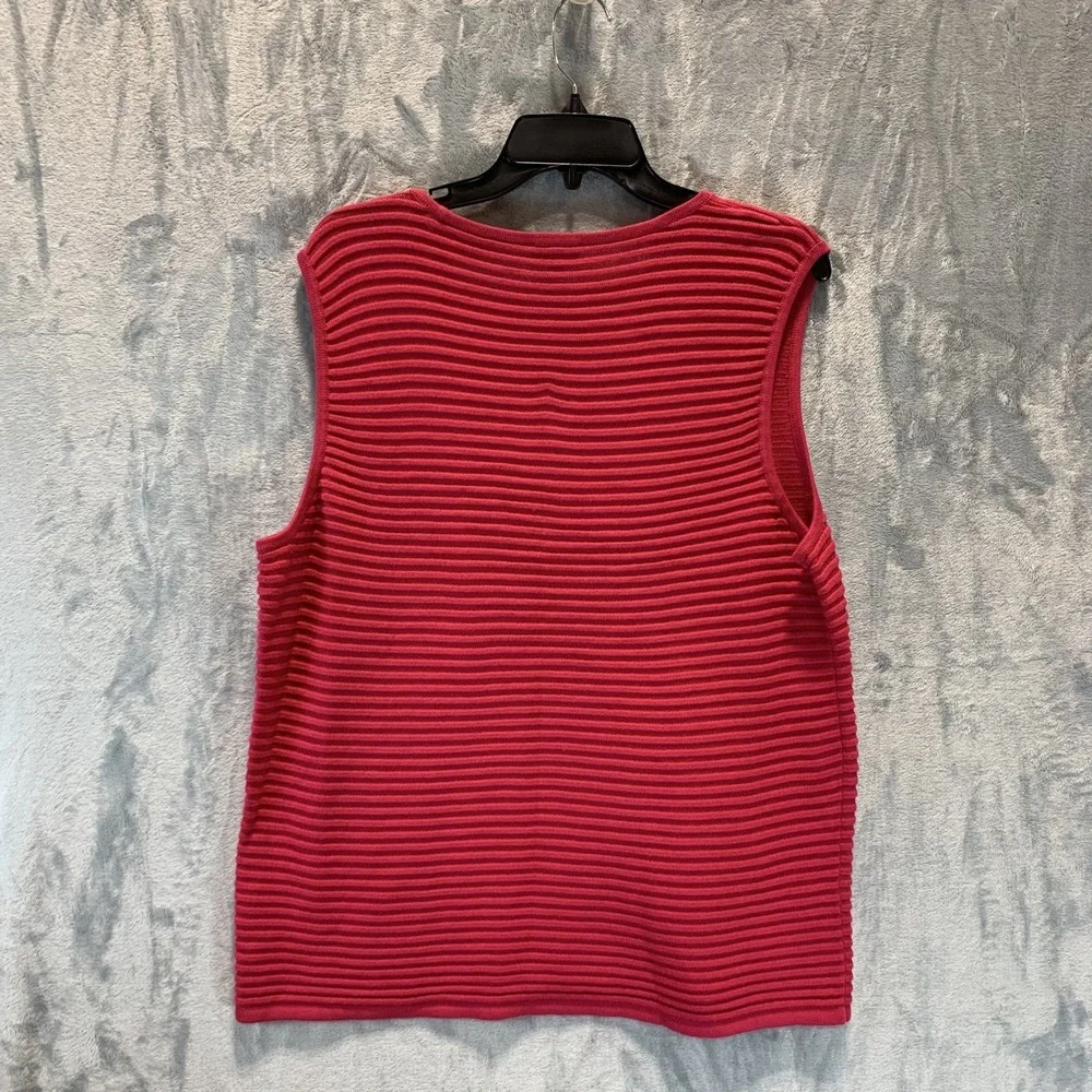 Talbots Women's Sweater Cardigan and Shell Tank XL Petite Pink Ribbed Minimalist